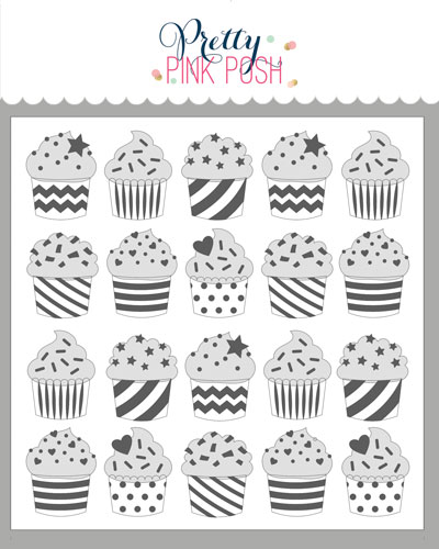 Pretty Pink Posh - Layered Cupcakes Stencil (3 Layer)