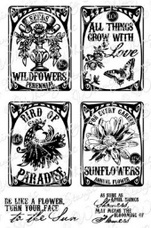 Whimsy Stamps - Vintage Seed Packets 2 - Sentiments Collection