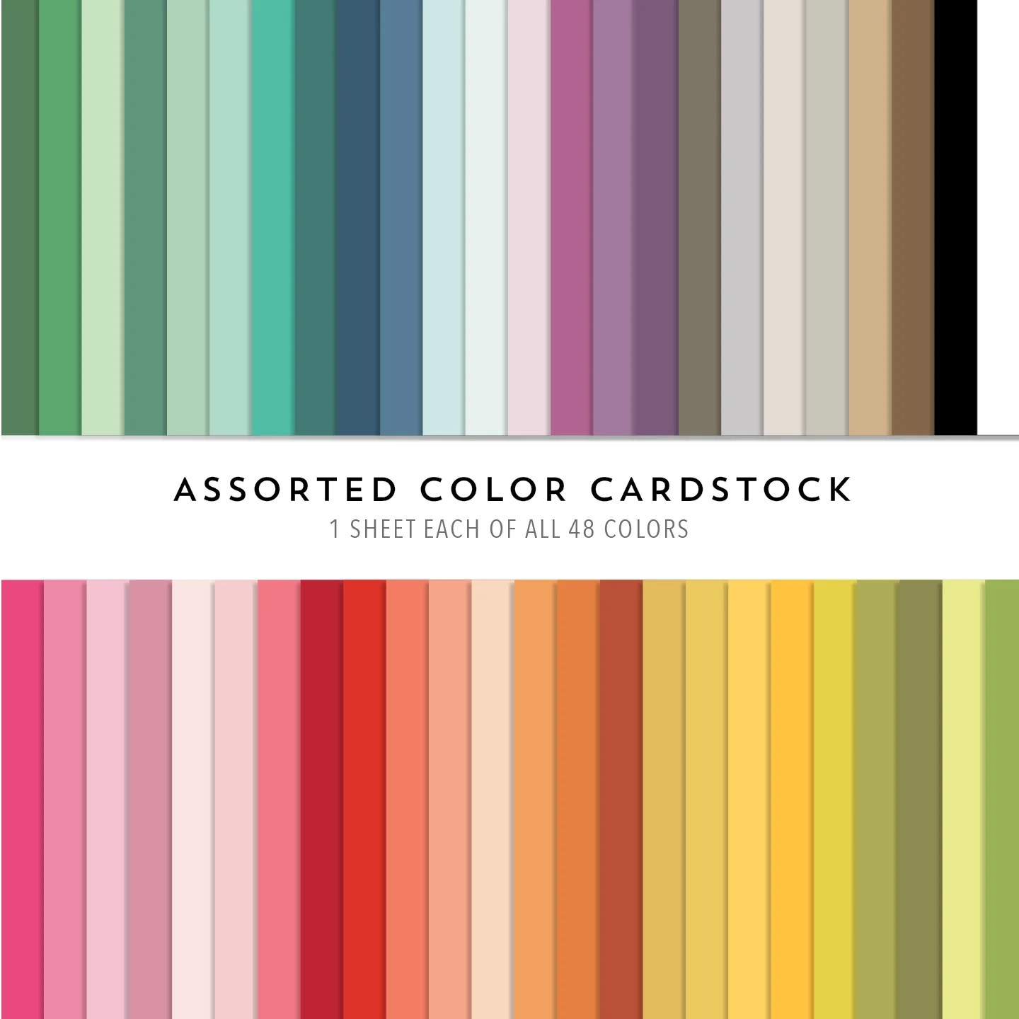 Concord & 9th - Assorted Cardstock Pack - 48 sheets; 1 ea. of 48 colors (2020 + 2023 colors)