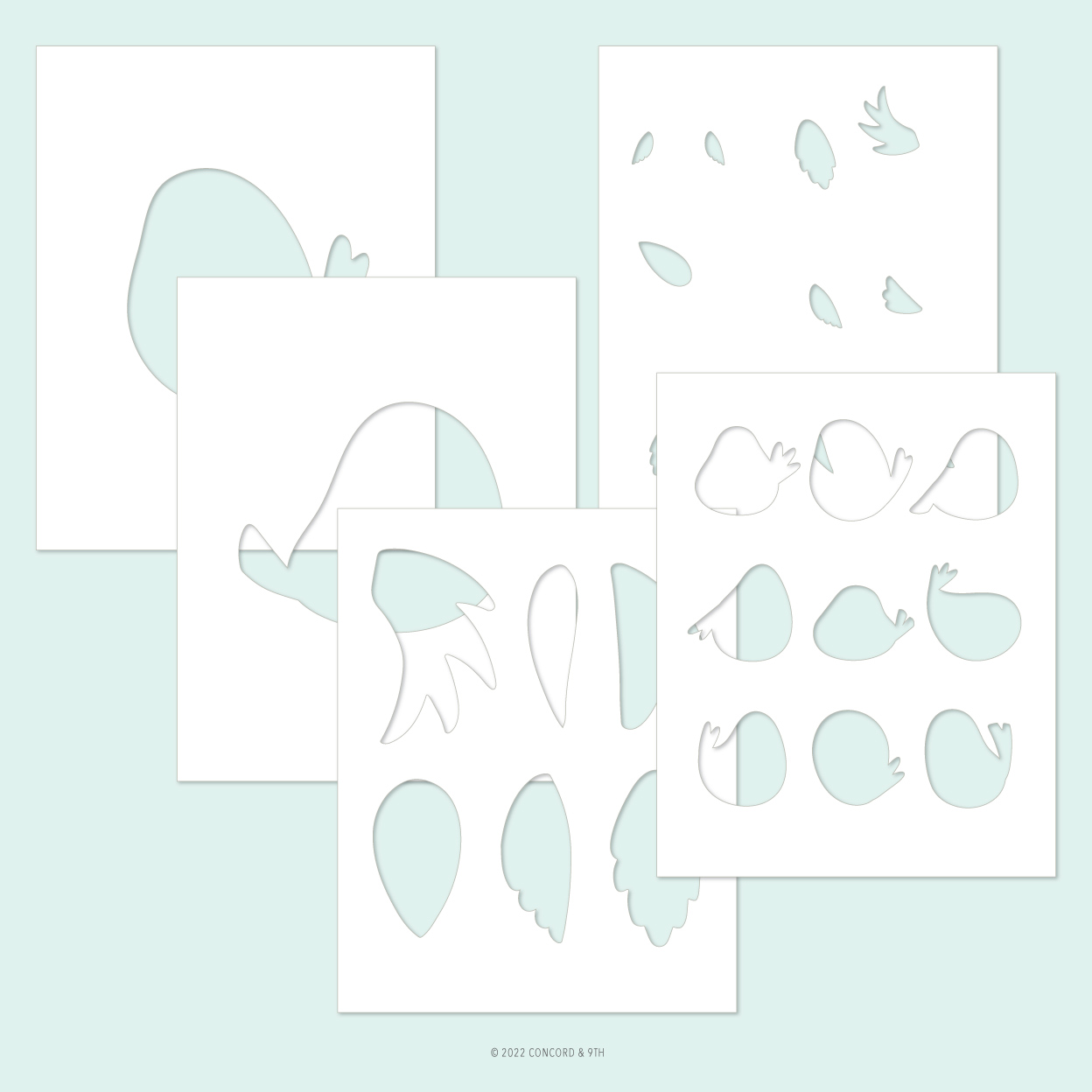 Concord & 9th - Tweet Life Stencil Pack  (4.75 x 6; 5 stencils)