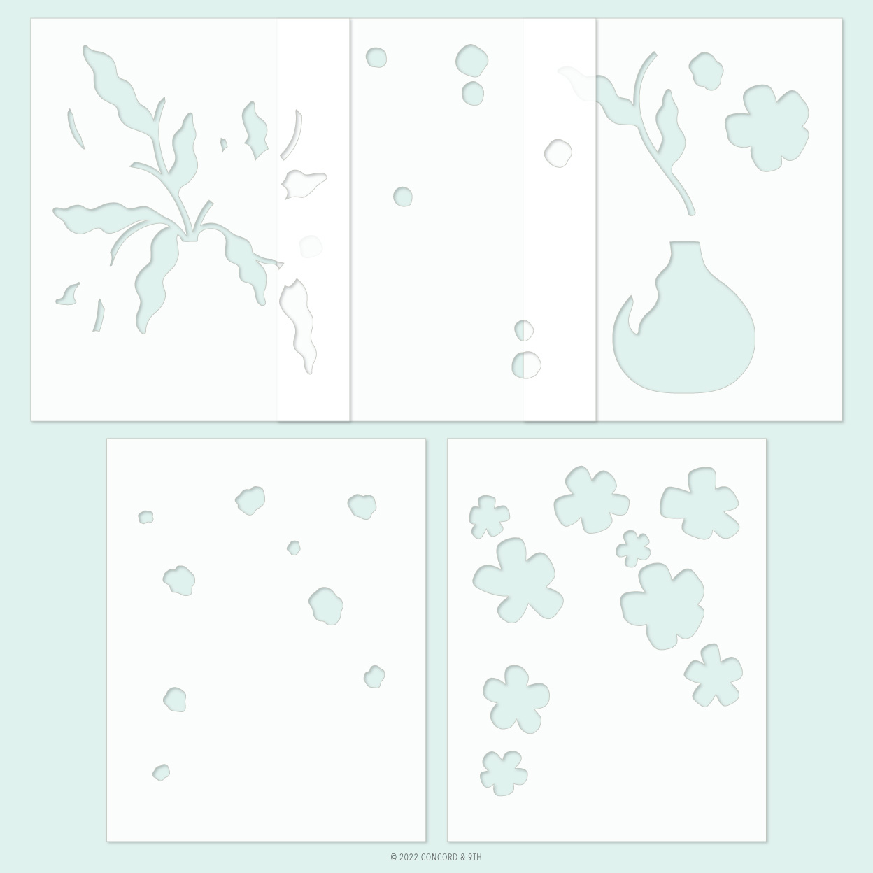 Concord & 9th - Filled with Joy Stencil Pack (5 qty; 4.75 x 6)