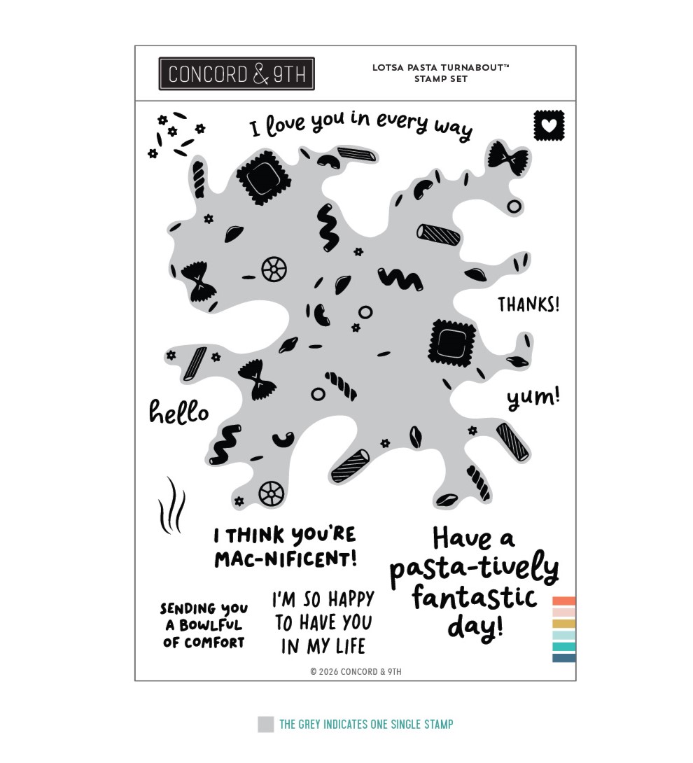 Concord & 9th - Lotsa Pasta Turnabout Stamp Set (6" x 8")