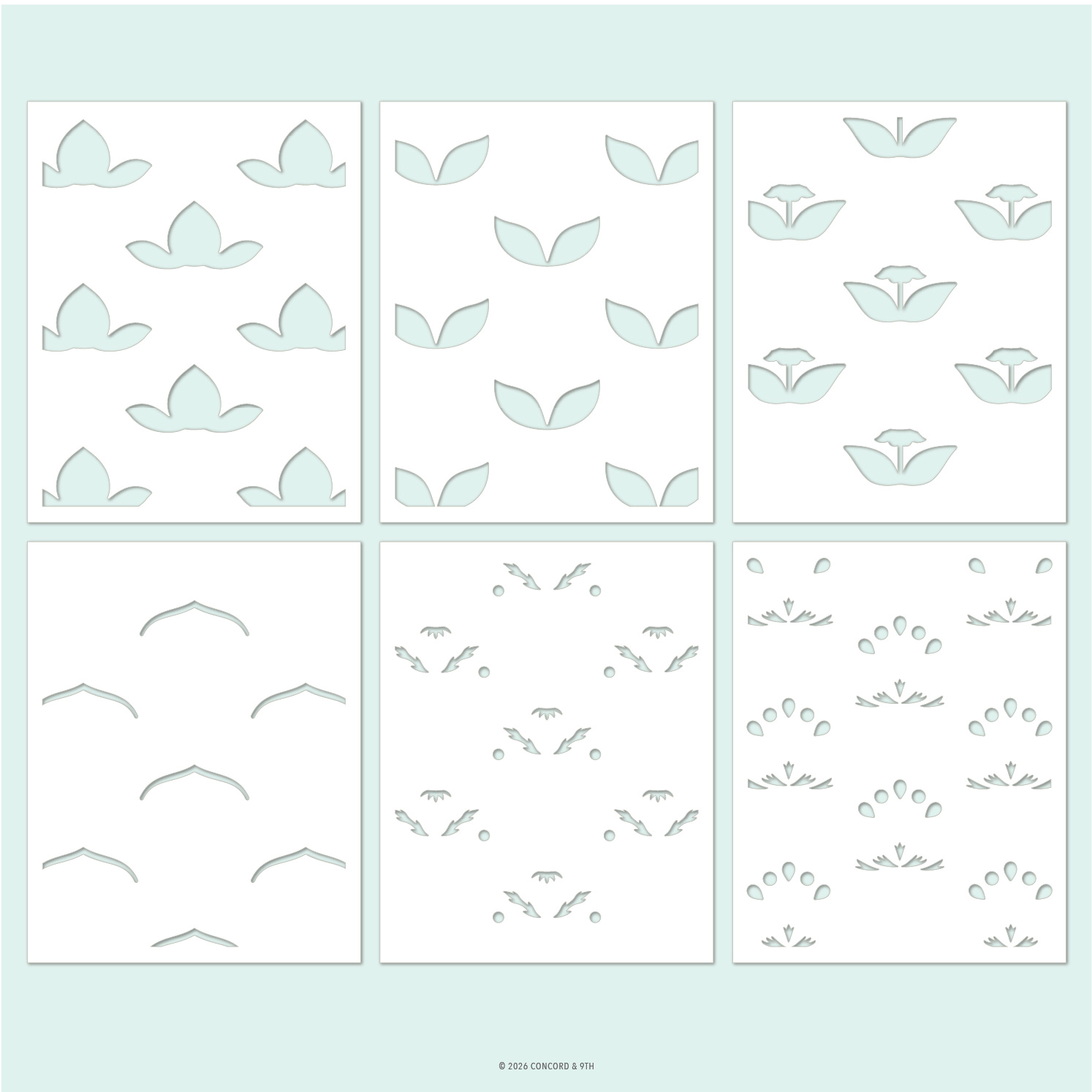 **NEW* - Concord & 9th - Layered Lotus Stencil Pack (6 qty; 4.75 x 6)