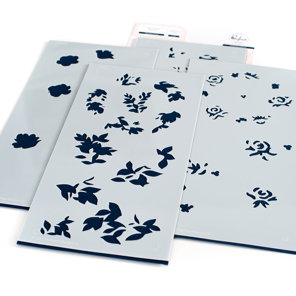 Pinkfresh Studio - Rainbow Floral Washi layering stencil