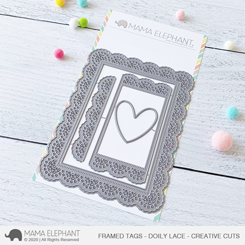 Mama Elephant - Framed Tags - Doily Lace - Creative Cuts