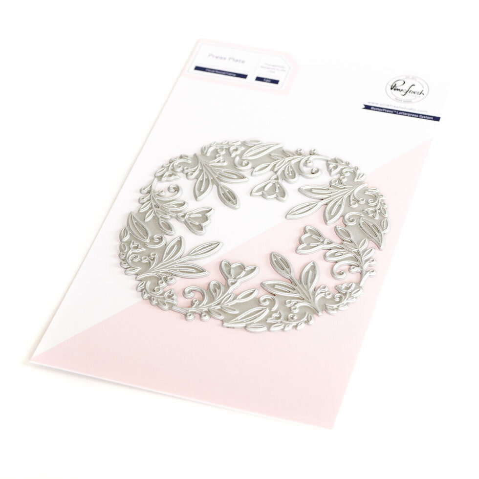 Pinkfresh Studio - Floral Round Frame press plate - DISCONTINUED