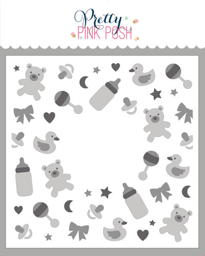 Pretty Pink Posh - Layered Baby Wreath Stencil (3 Lyr)
