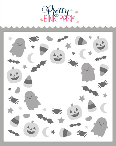 Pretty Pink Posh - Layered Halloween Wreath Stencil (3 Lyr)
