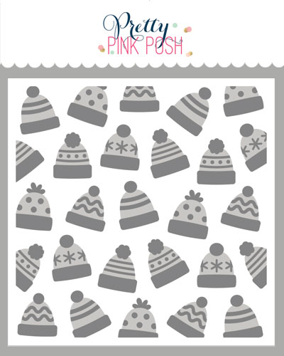 Pretty Pink Posh - Layered Winter Hats Stencil (2 Lyr)
