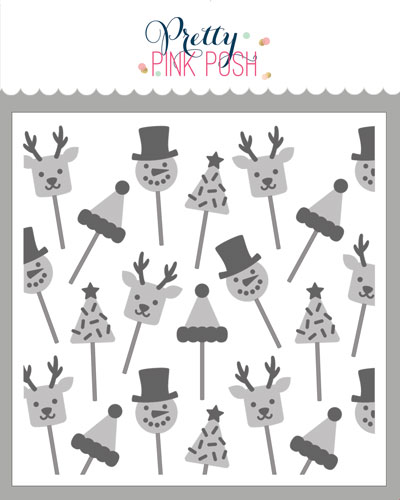 **NEW* - Pretty Pink Posh - Layered Christmas Cake Pops Stencil (3Lyr)