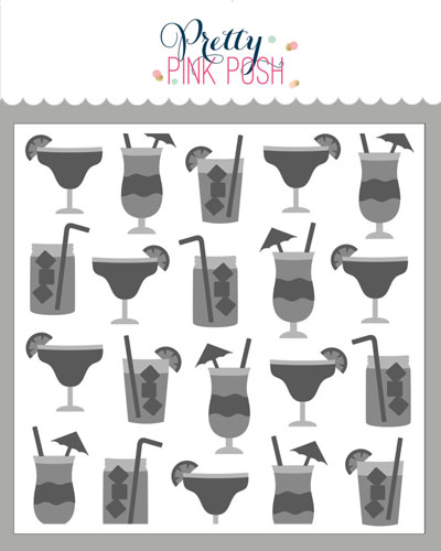 **NEW* - Pretty Pink Posh - Layered Summer Drinks Stencil (3 Lyr)