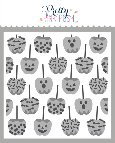 **NEW* - Pretty Pink Posh - Halloween Candy Apples Stencil (3 Lyr)