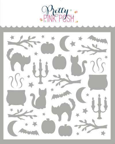 **NEW* - Pretty Pink Posh - Halloween Silhouettes Background Stencil