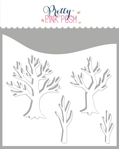 **NEW* - Pretty Pink Posh - Spooky Trees w/Masks Stencil