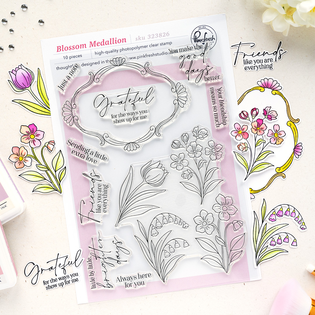 **NEW* - Pinkfresh Studio - Blossom Medallion stamp