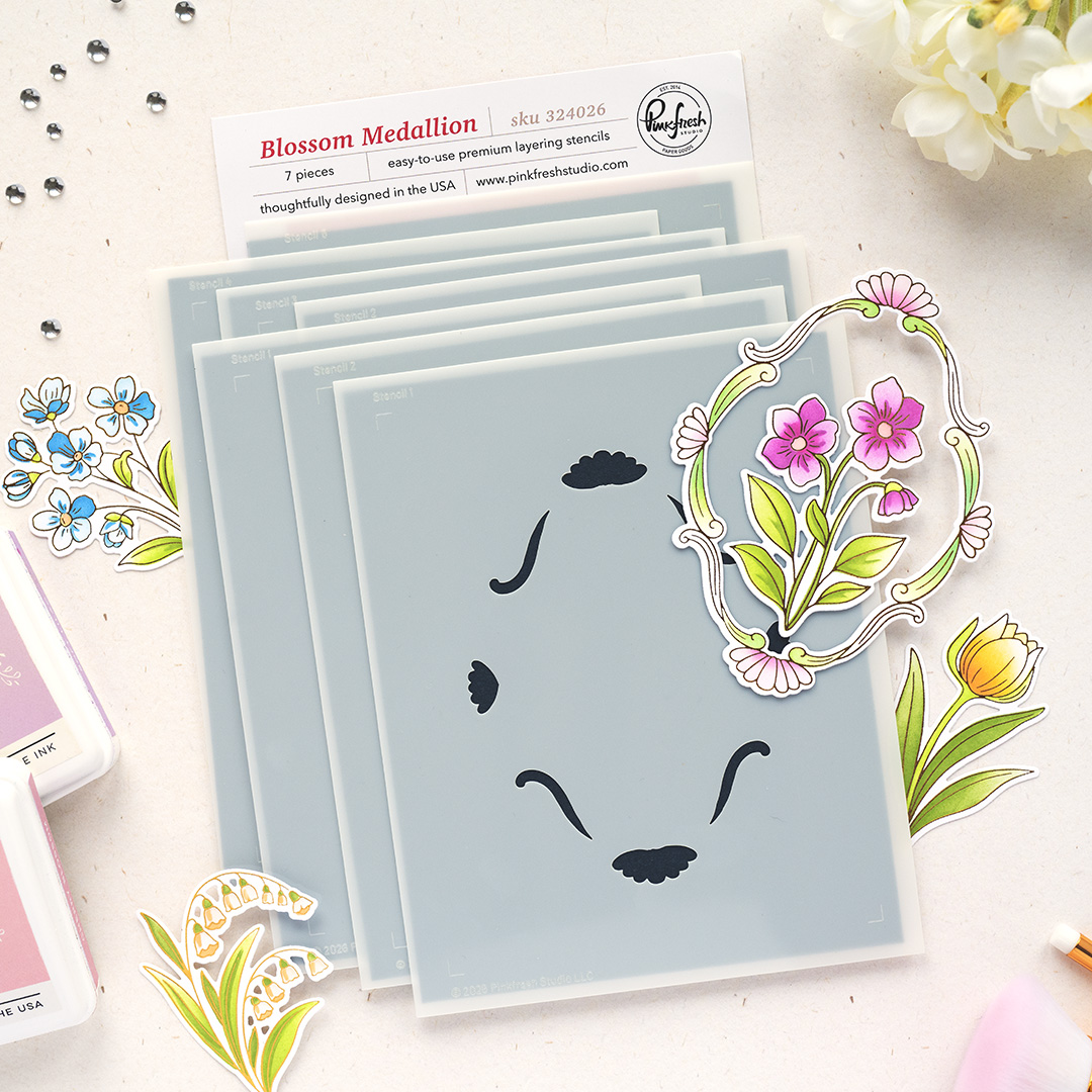 **NEW* - Pinkfresh Studio - Blossom Medallion stencil