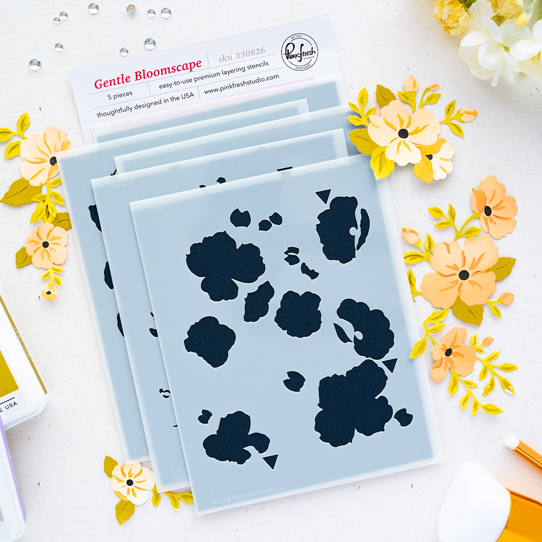 **NEW* - Pinkfresh Studio - Gentle Bloomscape stencil