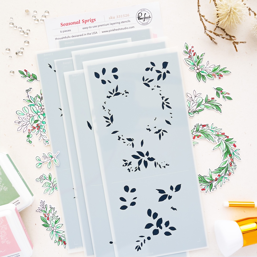 *NEW* - Pinkfresh Studio - Seasonal Sprigs stencil