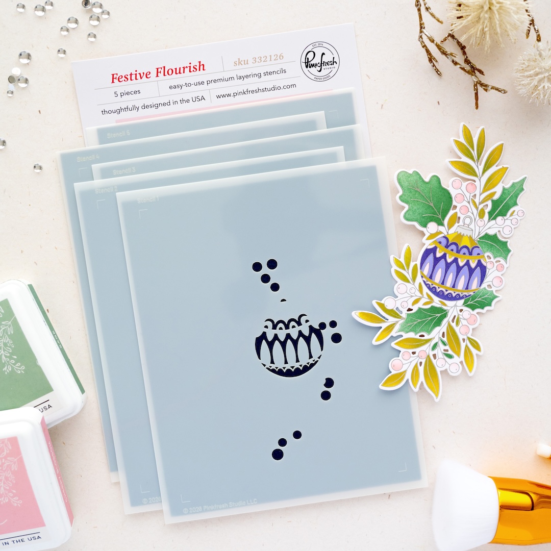 **NEW* - Pinkfresh Studio - Festive Flourish stencil