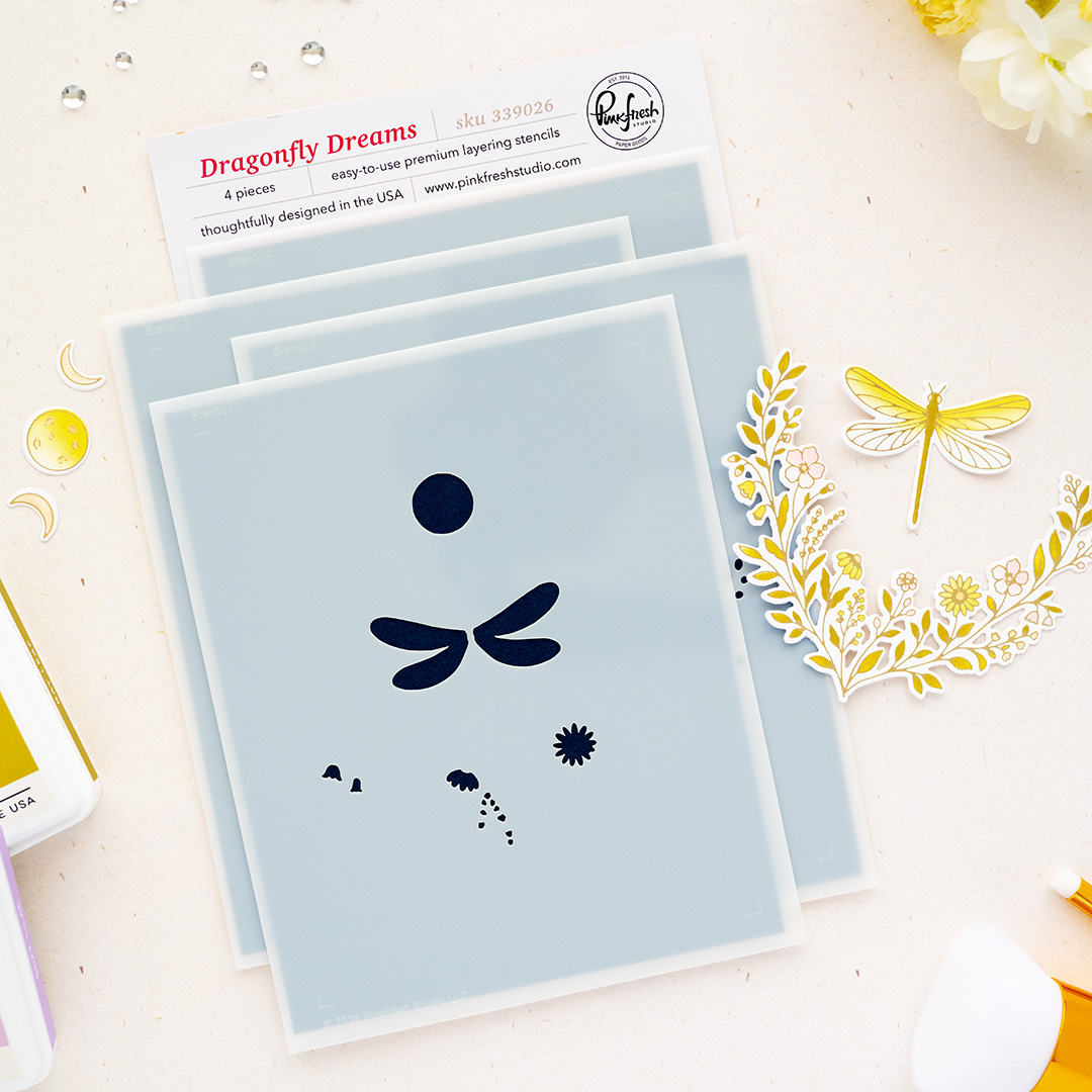 **NEW* - Pinkfresh Studio - Dragonfly Dreams stencil