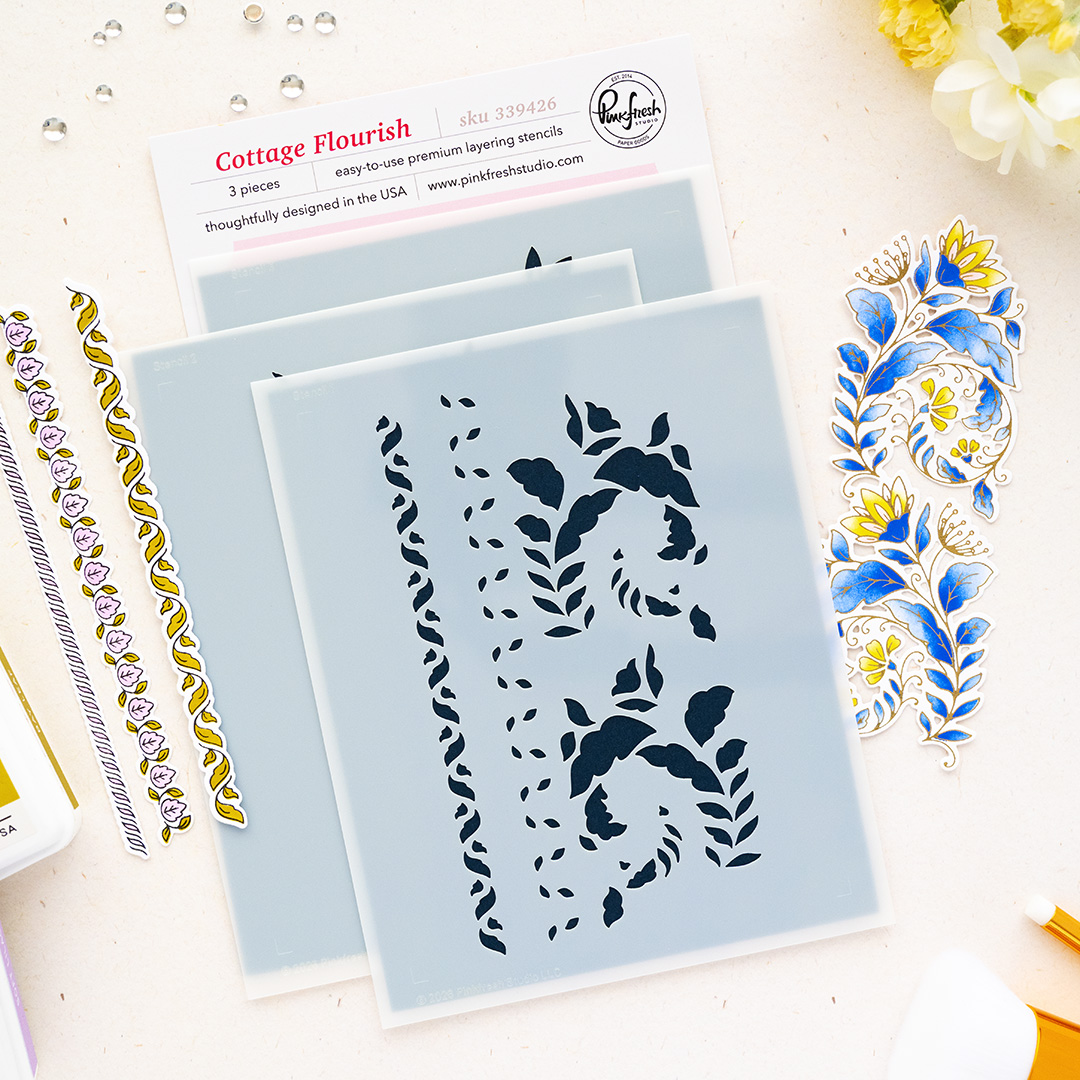 **NEW* - Pinkfresh Studio - Cottage Flourish stencil