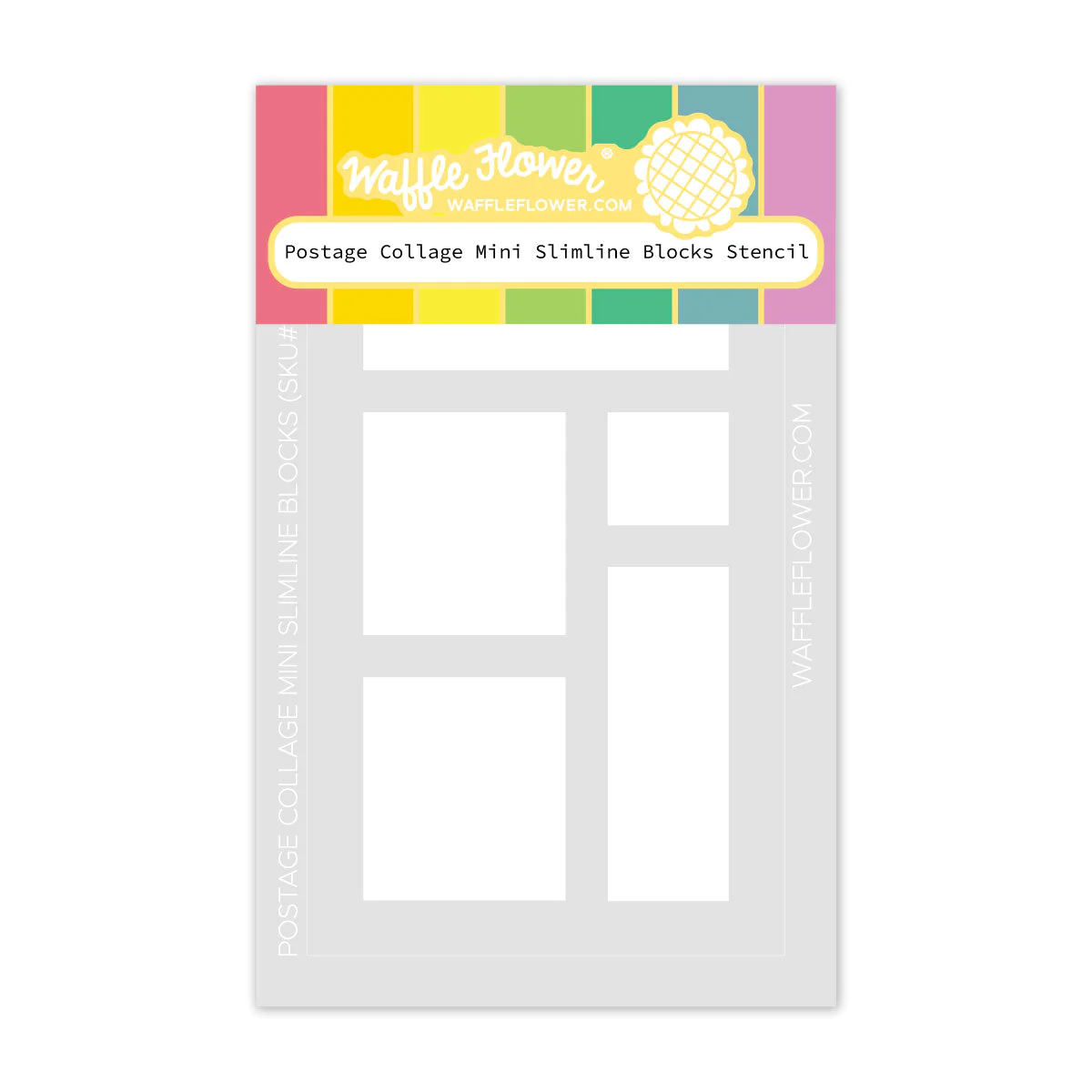 Waffle Flower - Postage Collage Mini Slimline Blocks Stencil