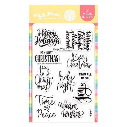**NEW* - Waffle Flower - Open Book Holiday Sayings Stamp Set