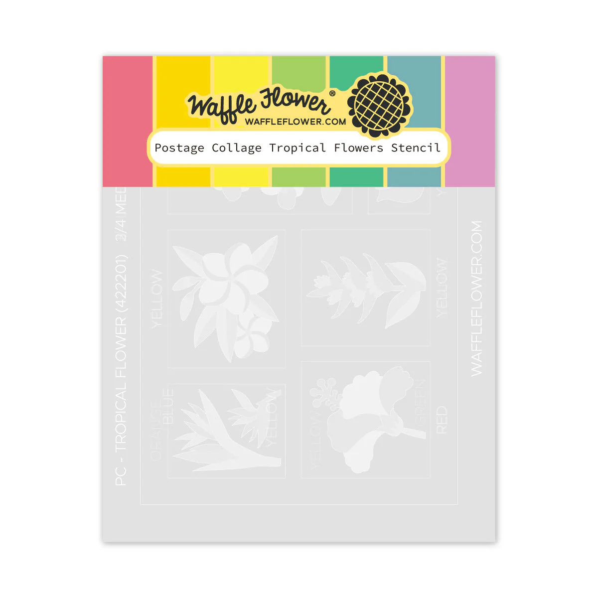 **NEW* - Waffle Flower - Postage Collage Tropical Flowers Stencil