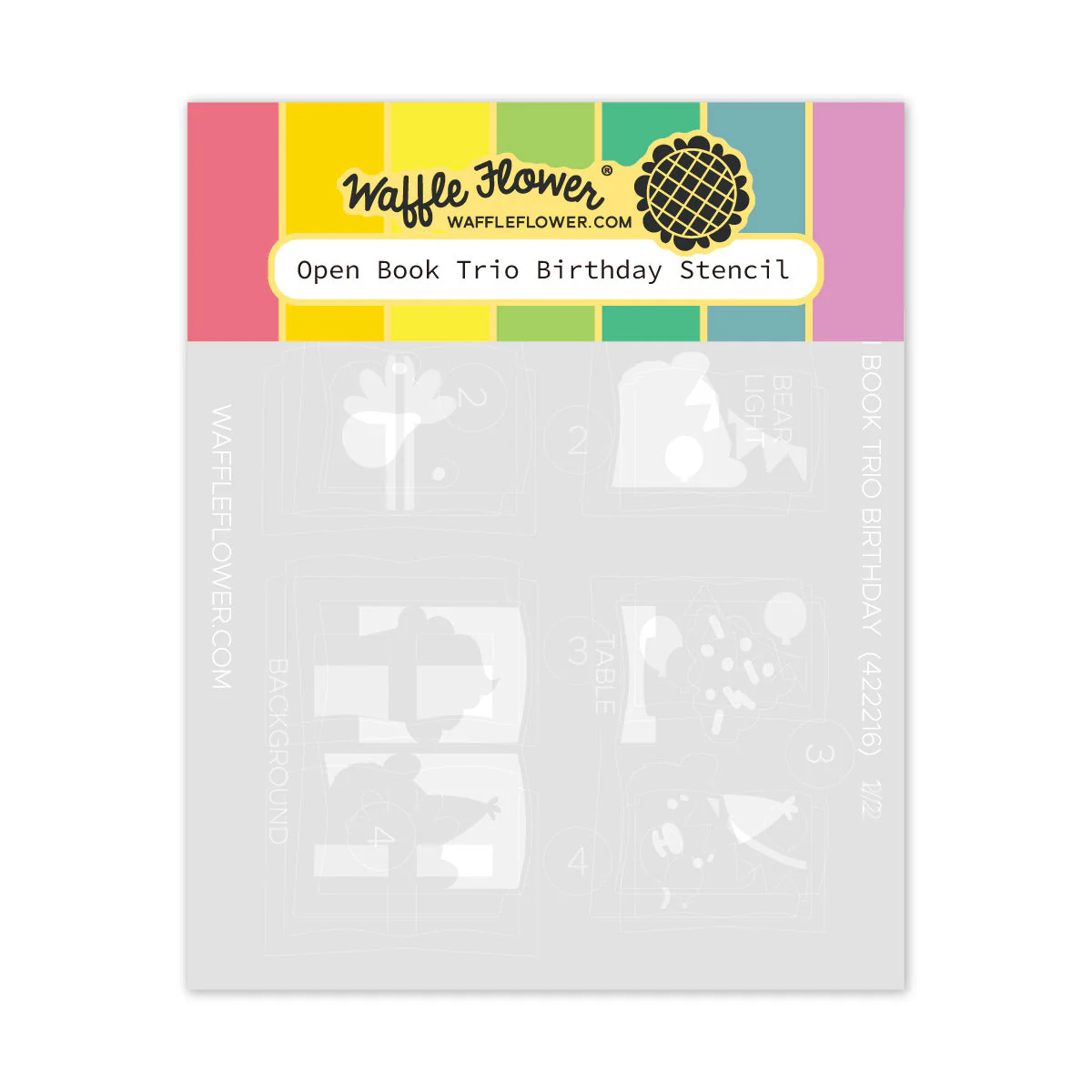*NEW* - Waffle Flower - Open Book Trio Birthday Stencil