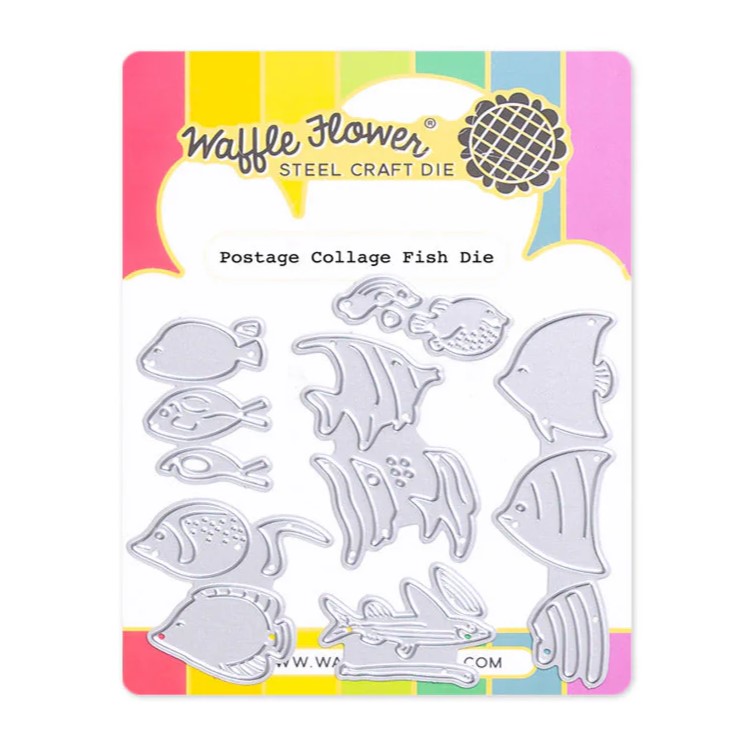 Waffle Flower - Postage Collage Fish Die
