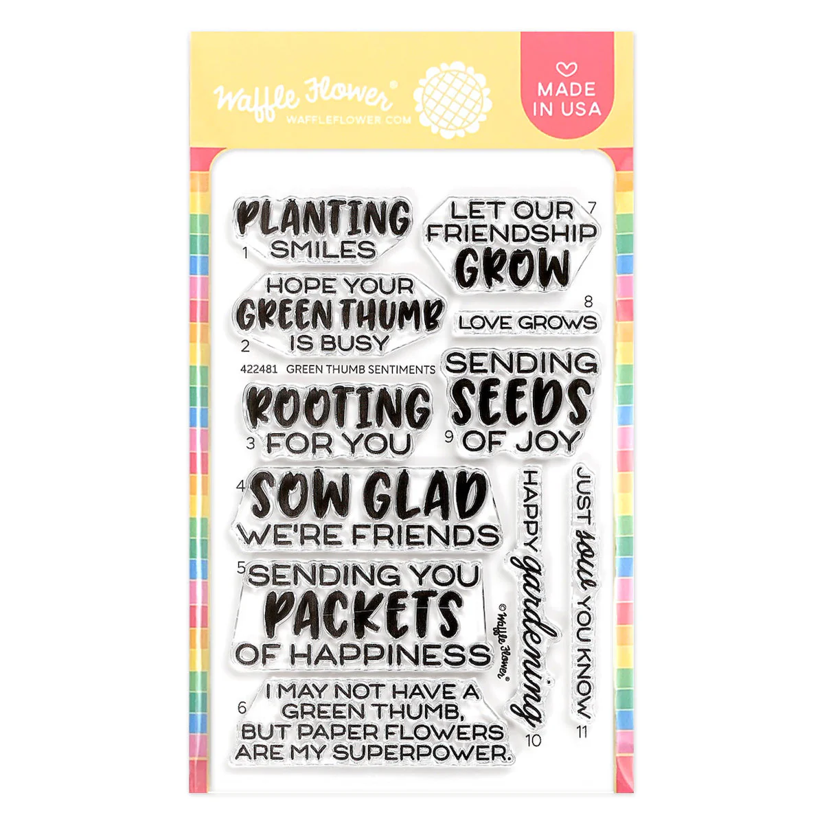 **NEW* - Waffle Flower - Green Thumb Sentiments Stamp Set