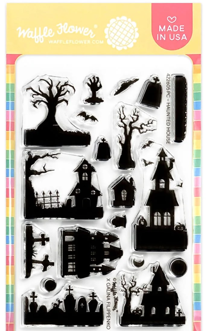 **NEW* - Waffle Flower - Postage Collage Haunted House Silhouette Stamp Set
