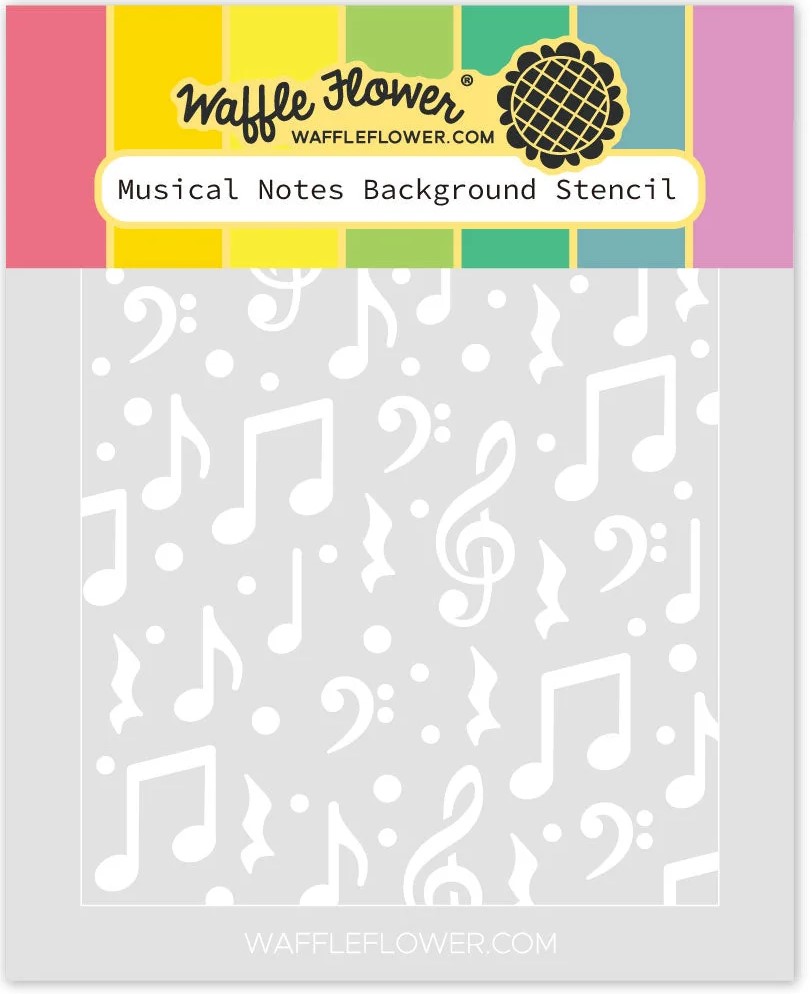 **NEW* - Waffle Flower - Musical Notes Background Stencil