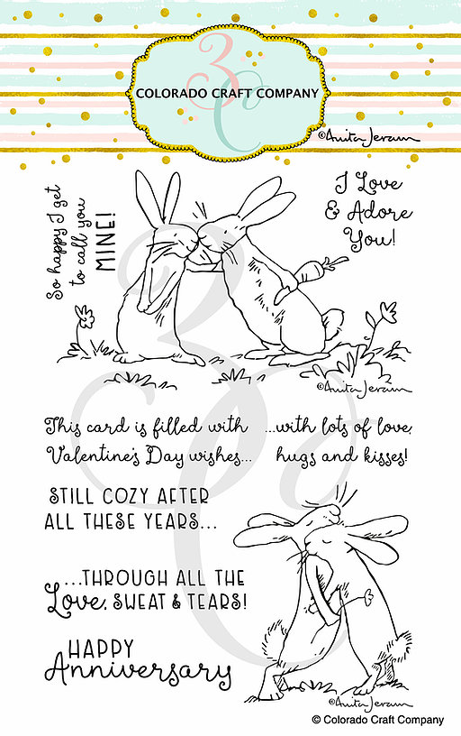Colorado Craft Company - Anita Jeram~Lots Of Love Stamp WITH MATCHING DIE