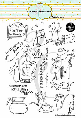 Colorado Craft Company -  Anita Jeram~Coffee House 6 x 8 Clear Stamps