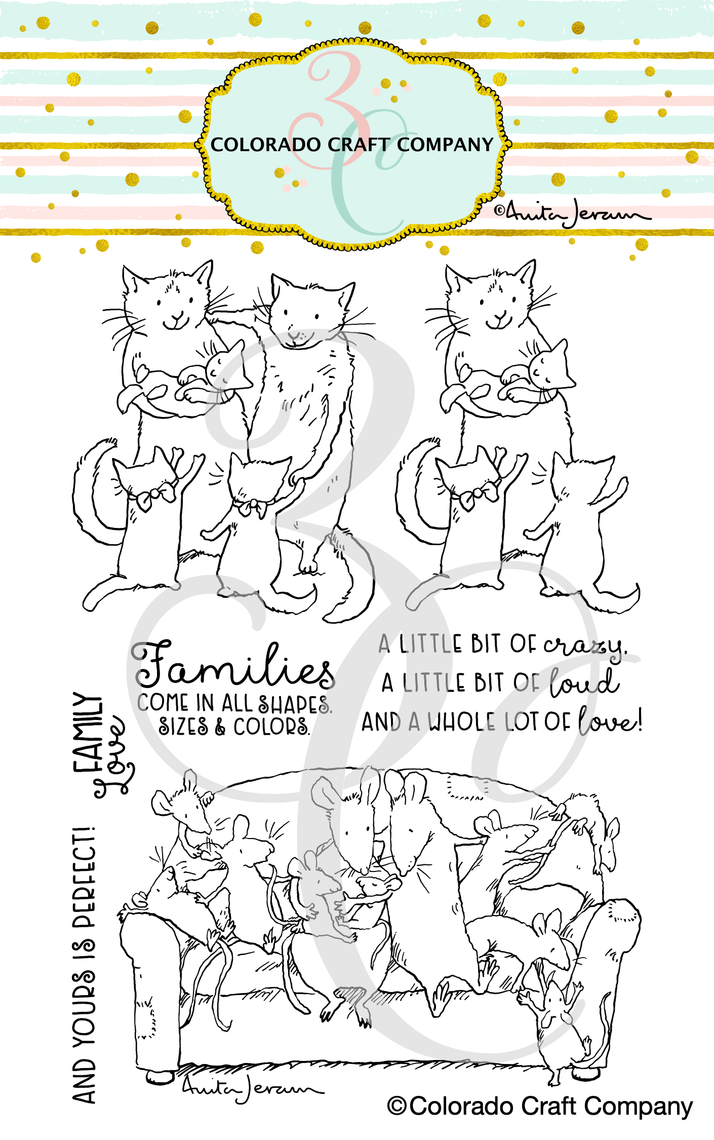 Colorado Craft Company - Anita Jeram~Family Love 4 x 6 Clear Stamps