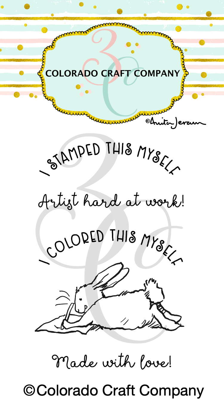 Colorado Craft Company - Anita Jeram~Back Card Bunny Mini 2 x 3 Clear Stamps