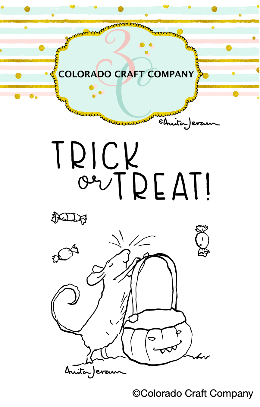 Colorado Craft Company - Anita Jeram~Pumpkin Bucket Mini 2 x 3 Clear Stamps