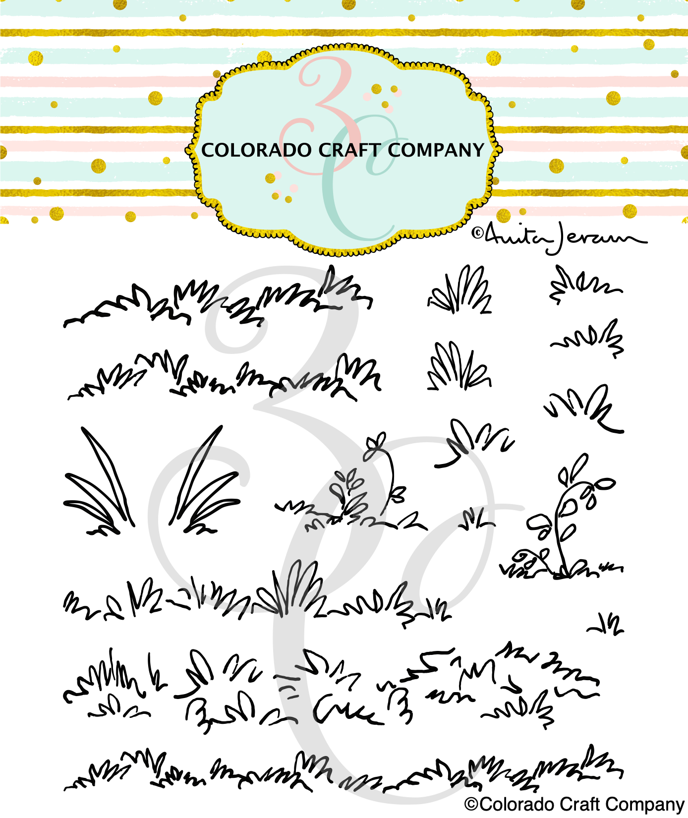 Colorado Craft Company - Anita Jeram~Greener Grass 4 x 4 Clear Stamps