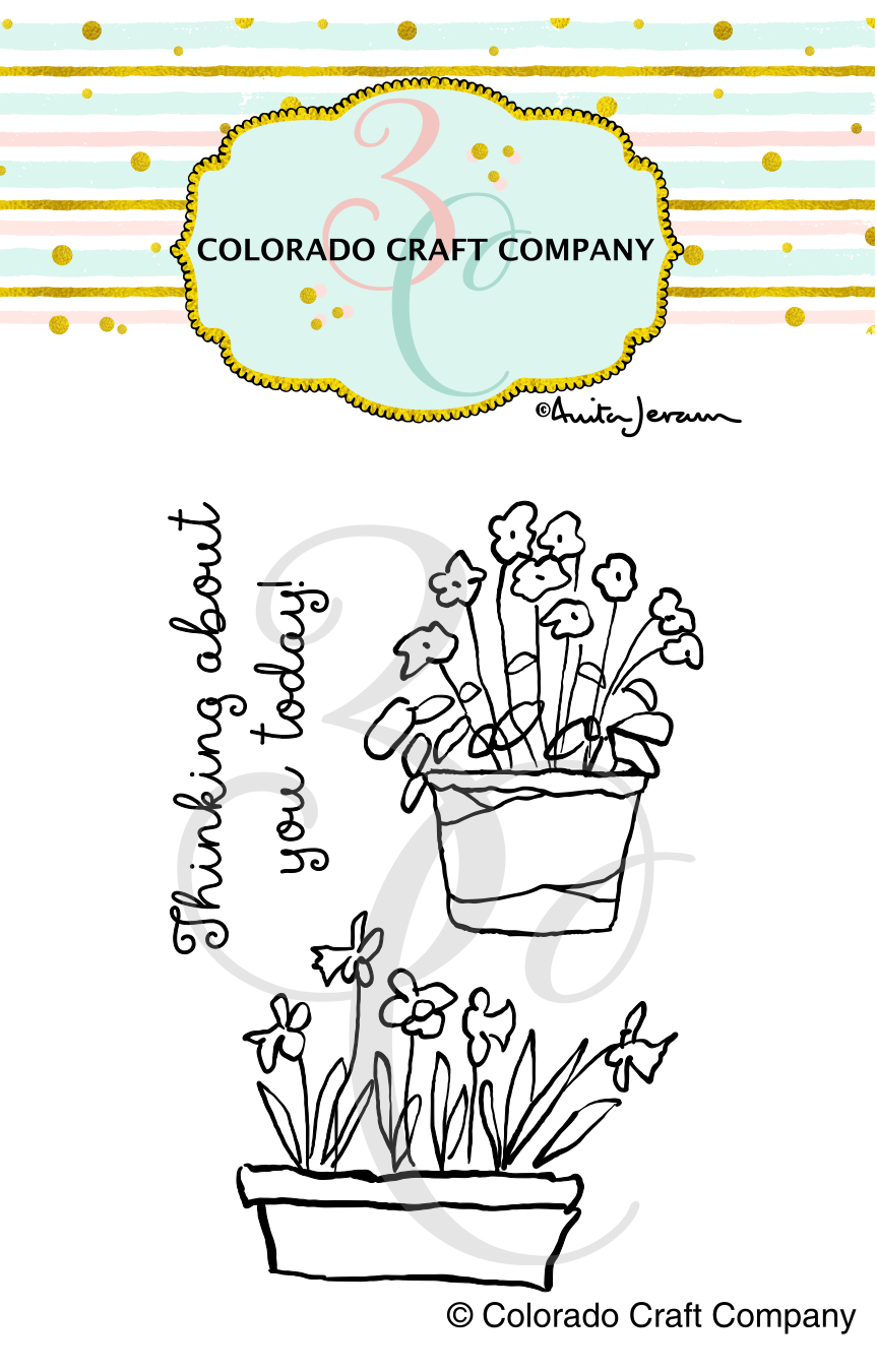 Colorado Craft Company - Anita Jeram~Thinking About Mini 2 x 3 Clear Stamps