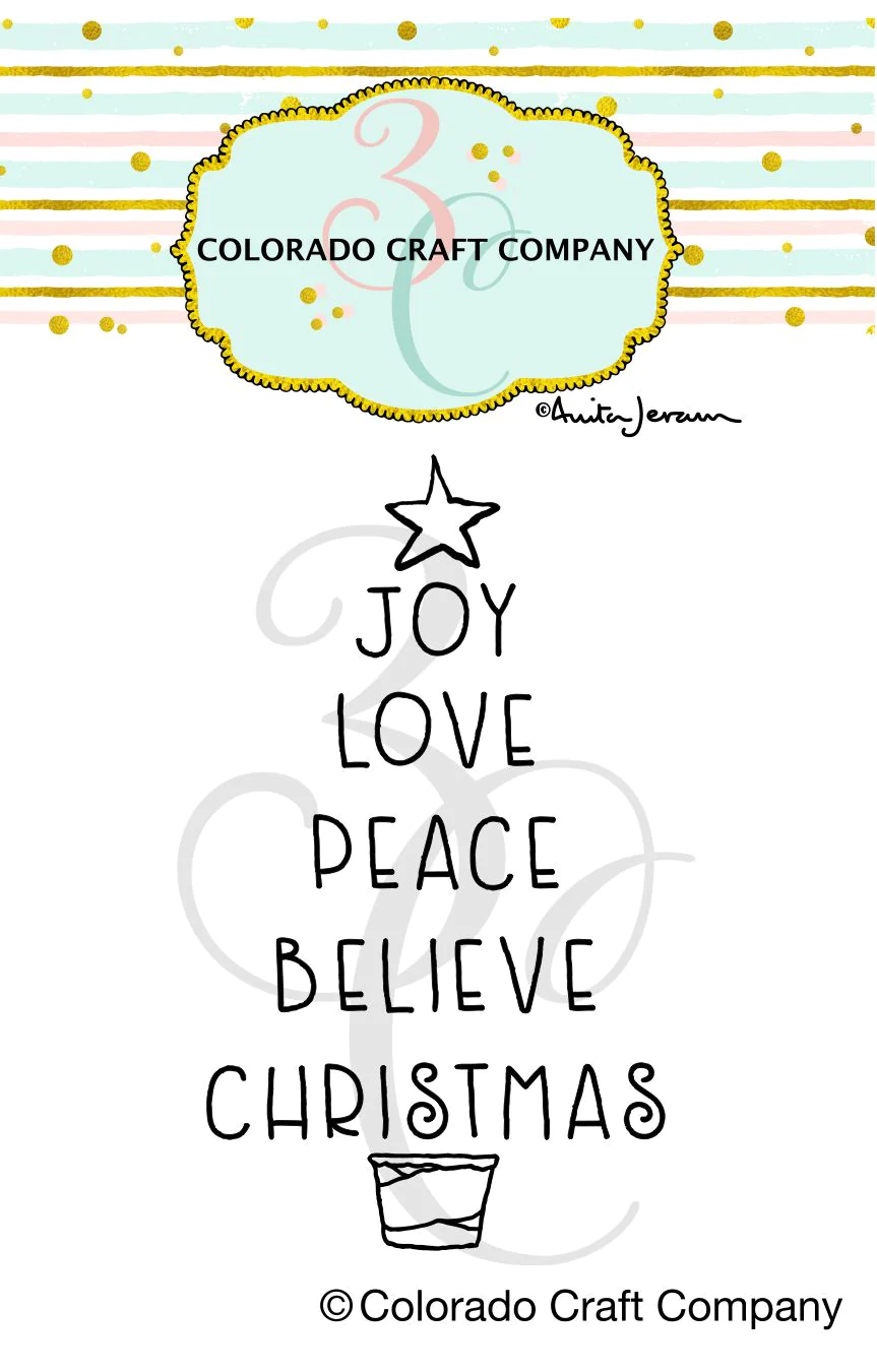 Colorado Craft Company - Anita Jeram~Word Tree Mini 2 x 3 Clear Stamps