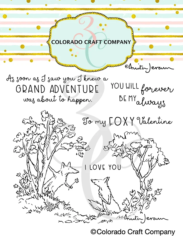 Colorado Craft Company -  Anita Jeram~Forever Foxes 4 x 4 Clear Stamps