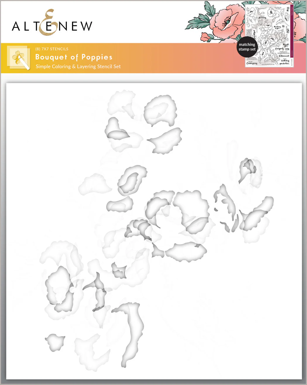 Altenew - Bouquet of Poppies Stencil Set (8 in 1)
