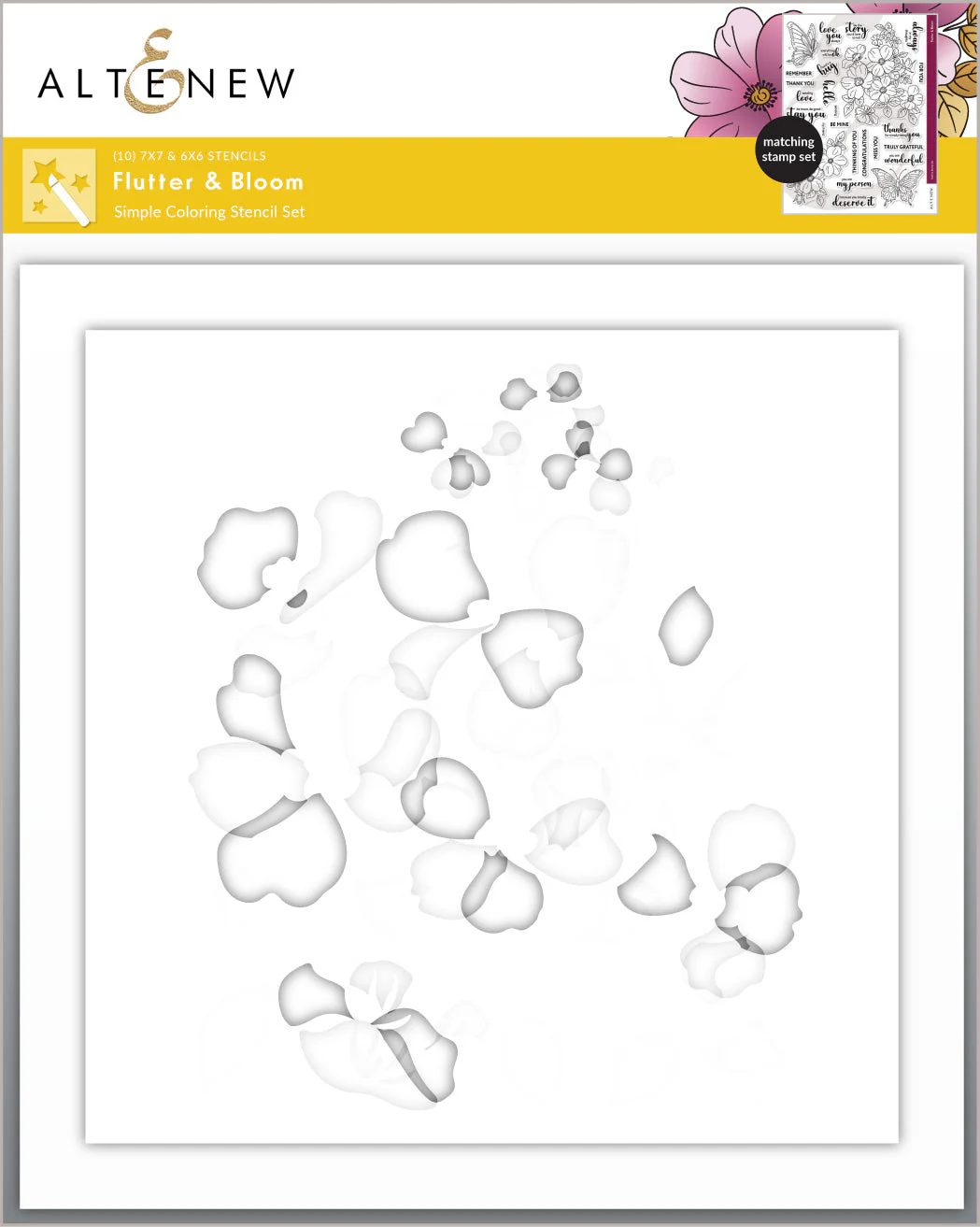 Altenew - Flutter & Bloom Simple Coloring Stencil Set (10 in 1)