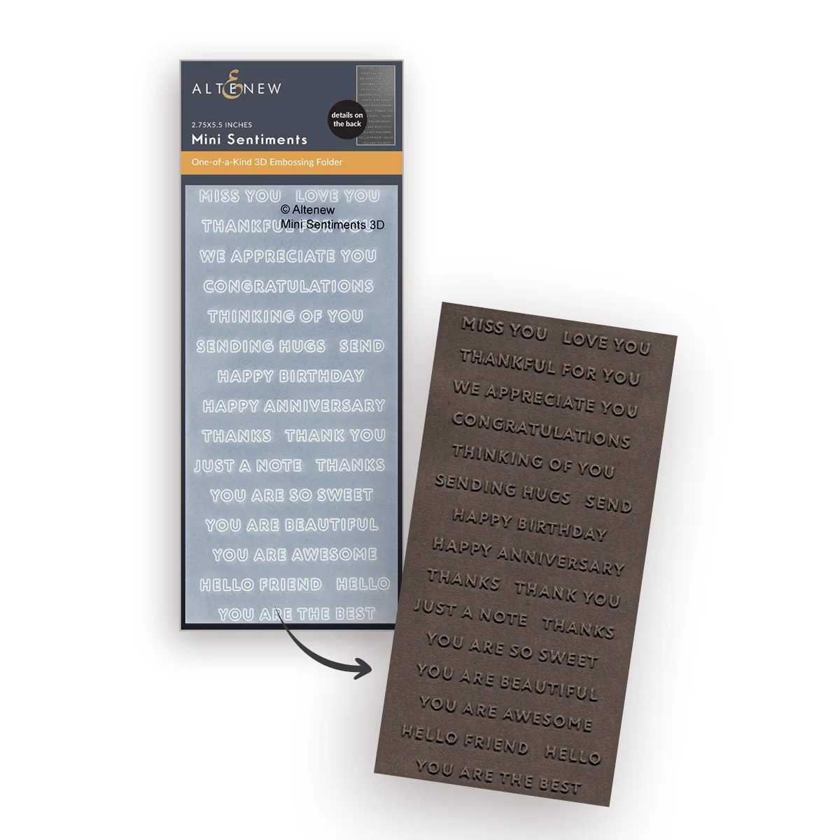 **NEW* - Altenew - Mini Sentiments 3D Embossing folder