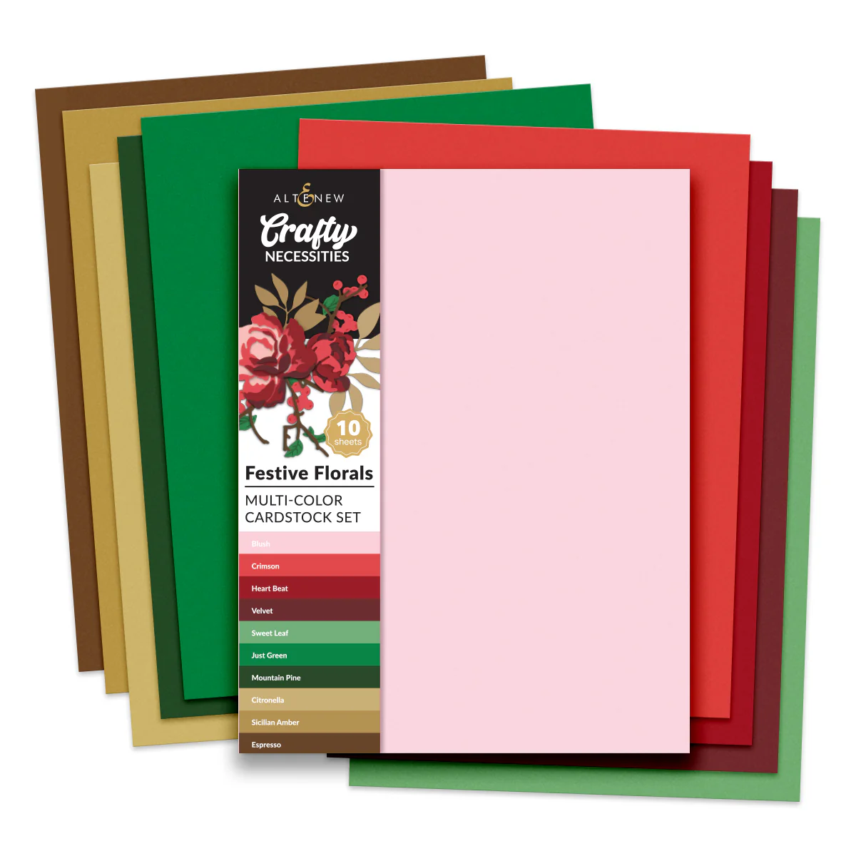 **NEW* - Altenew - Crafty Necessities: Festive Florals Multi-Color Cardstock Pack (10 Sheets/Set)