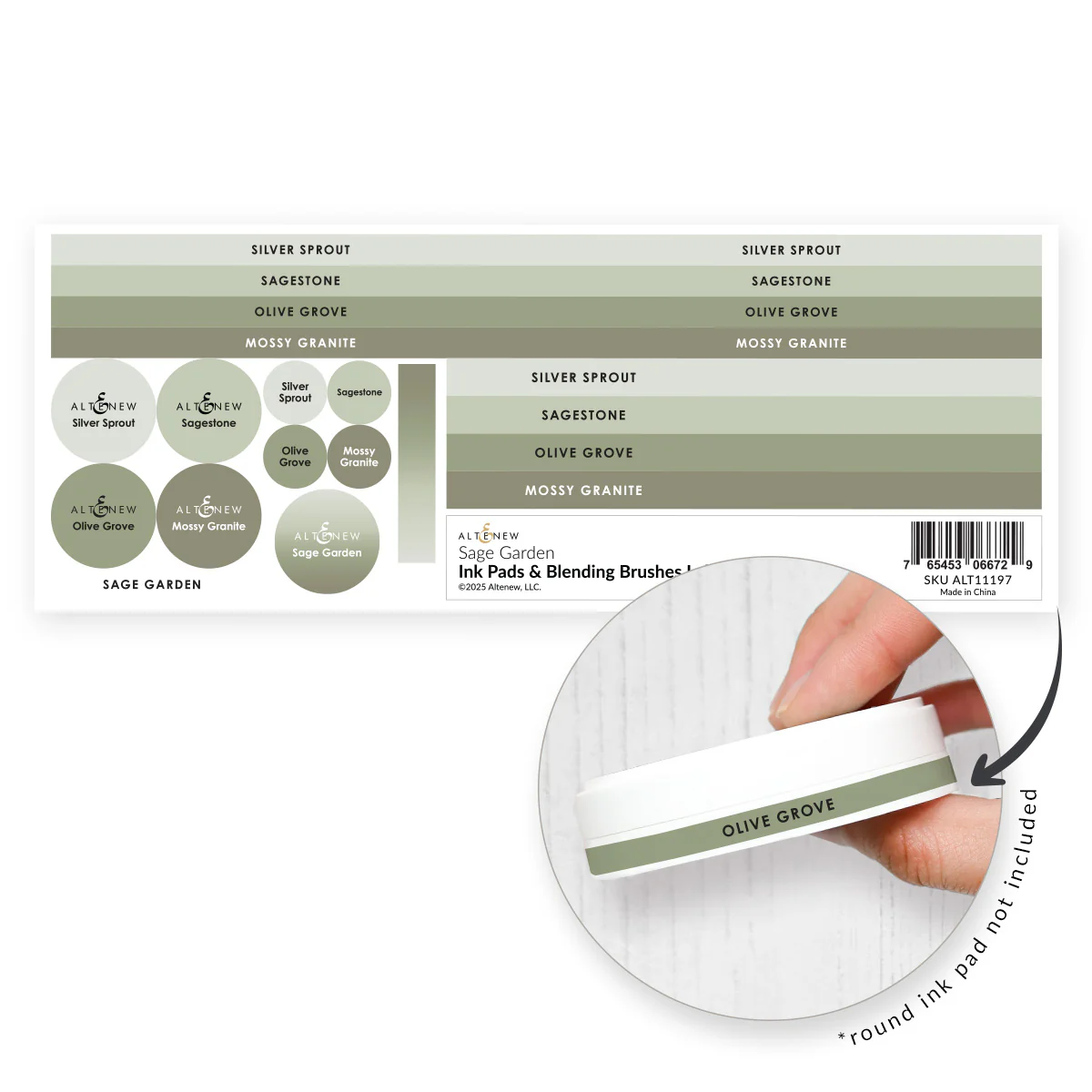**NEW* - Altenew - Ink Pads & Blending Brushes Label Set - Sage Garden