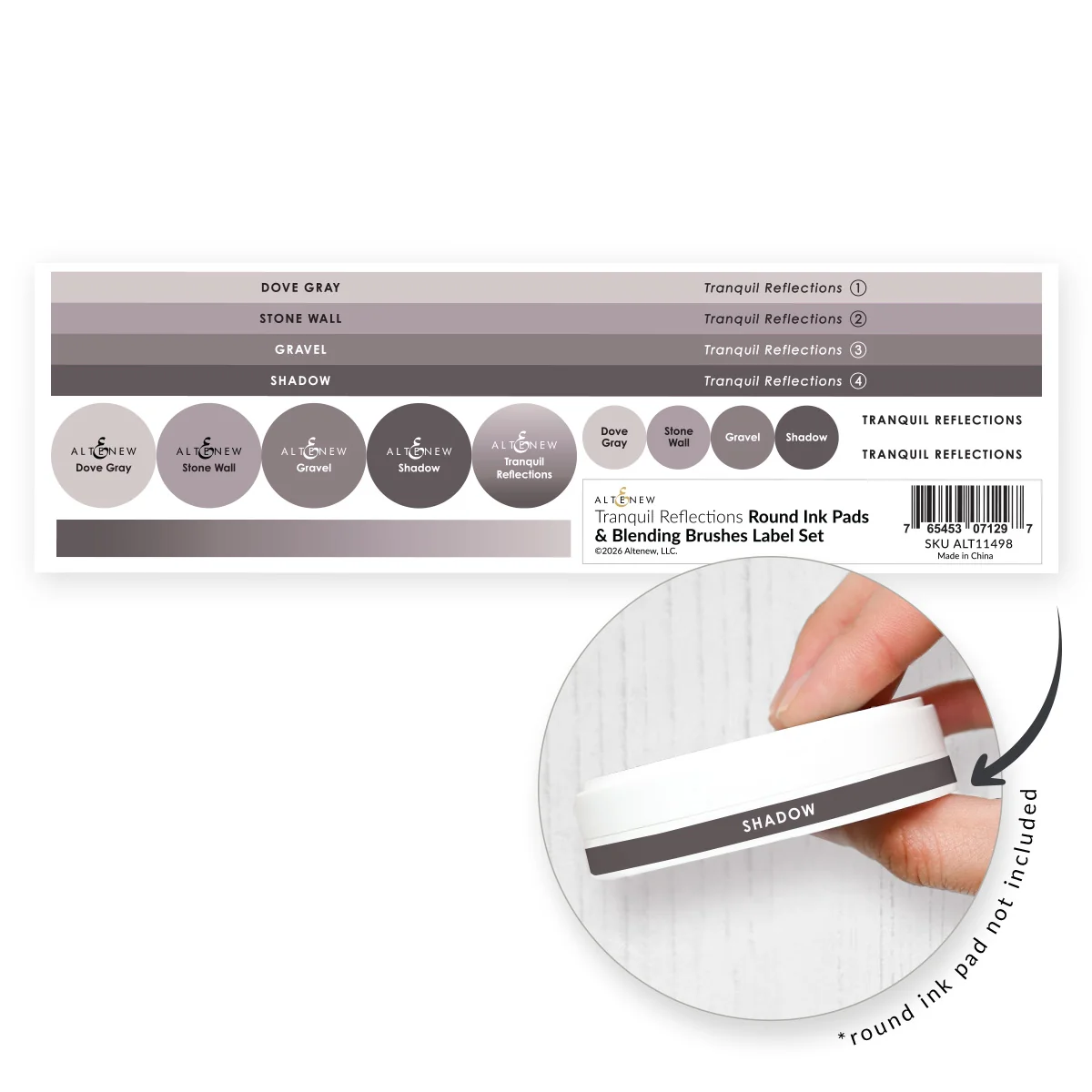 *NEW* - Altenew - Round Ink Pads & Blending Brushes Label Set - Tranquil Reflections
