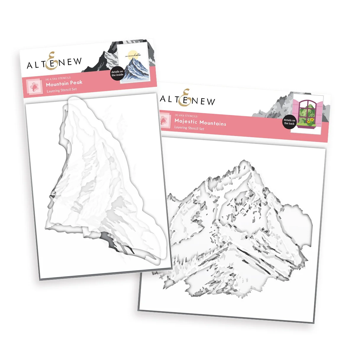 **NEW* - Altenew - The Mountain Range Stencil Bundle(Mountain Peak Layering Stencil Set (4 in 1) + Majestic Mountains Layering Stencil Set (4 in 1))
