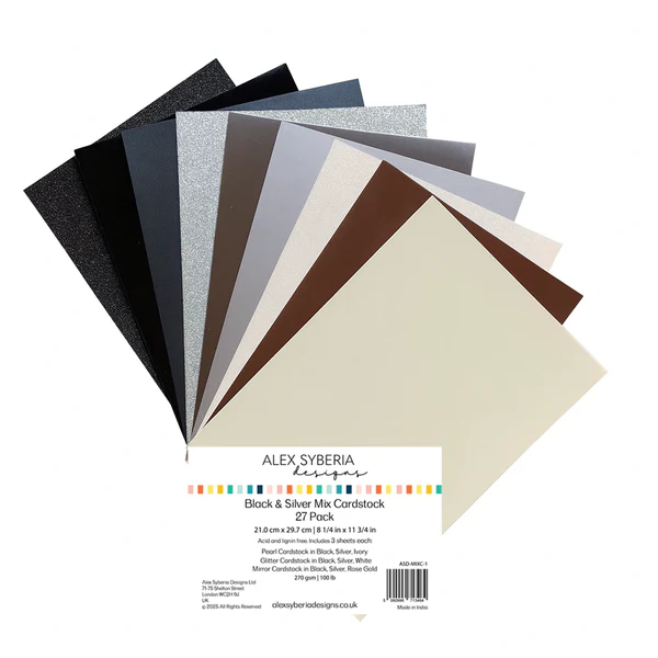 **NEW* - Alex Syberia Designs - Black & Silver Mix Cardstock 27 Pack